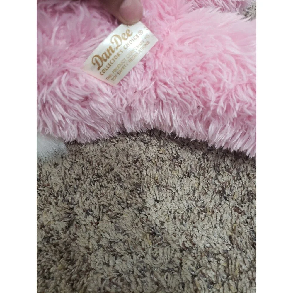 Pink Stuffed Bunny Rabbit Plush Toy with Bow and Tag